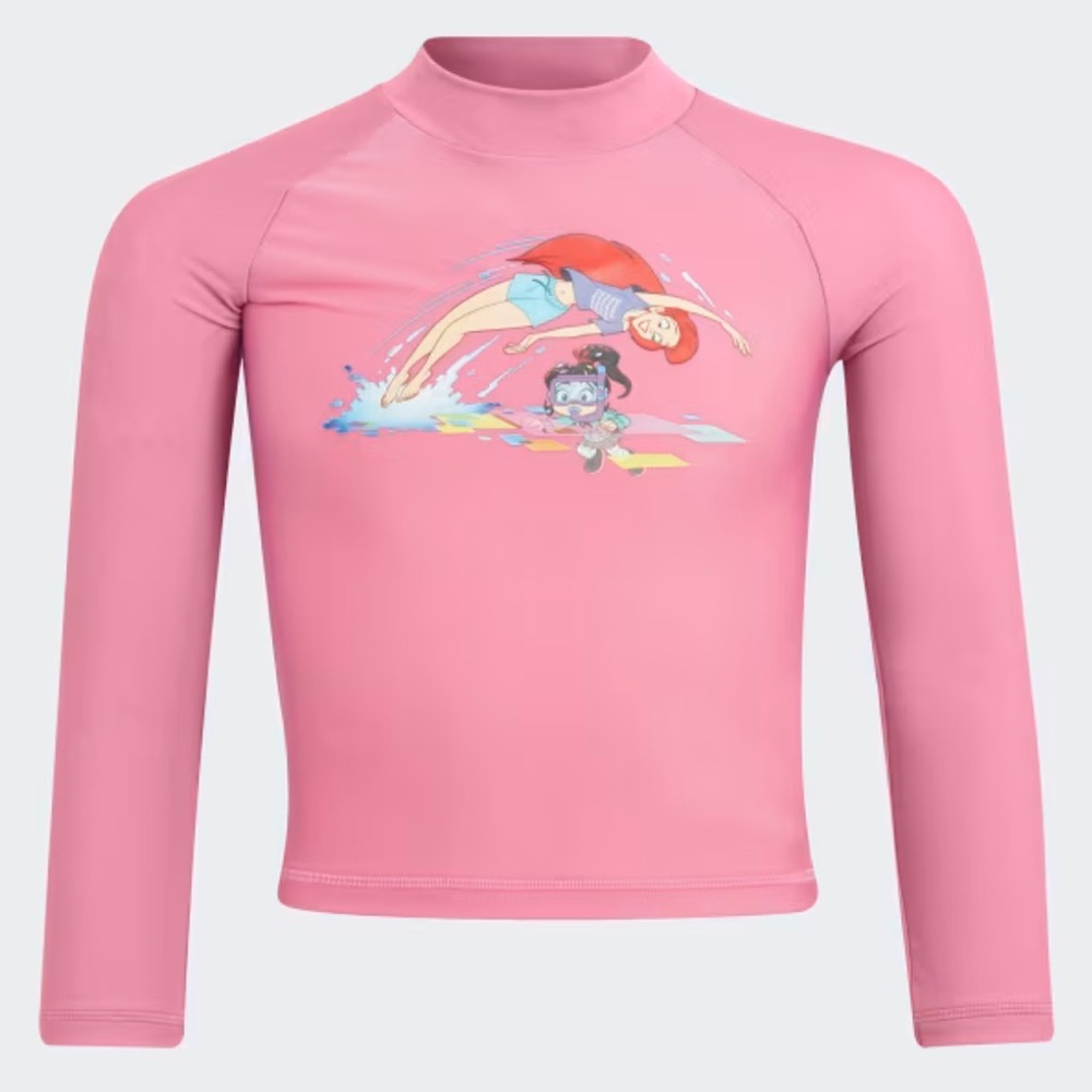 0441 NWT Disney Little Mermaid adidas Kids Pink Swim Rashguard